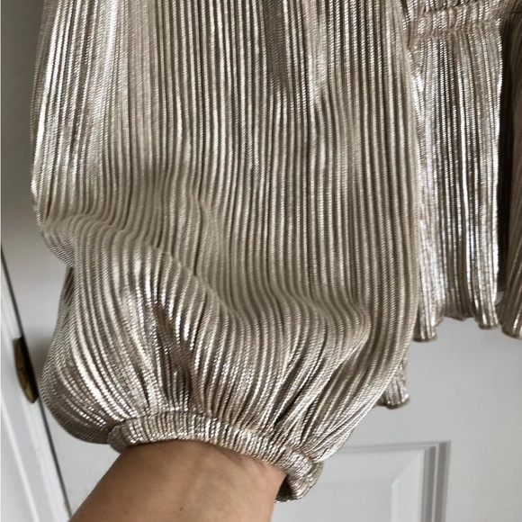 ON 34 TH WOMENS TOPS PLUS SIZE 2X STRIPE WRAP GOLD BELL SLEEVES V NECK PEPLUM - Picture 5 of 5